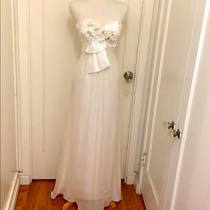 White strapless wedding gown